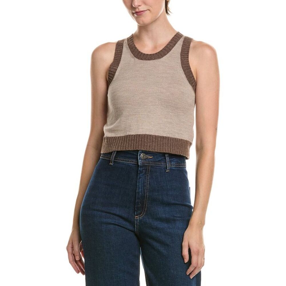 Officine Générale Womens Gabriela Wool Tank Sweater, Brown